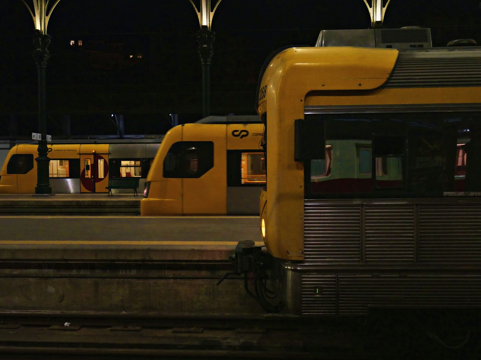 Trains waiting at Sao Bento railway station in Porto, the arrival point for most Camino Portugues walkers